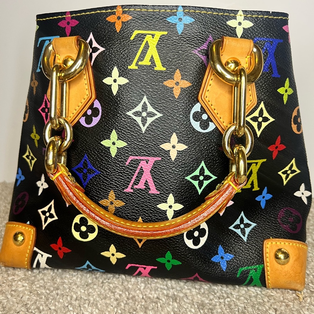 Louis Vuitton Black Murikami Monogram Satchel with Gold Hardware- Authenticated - Picture 4 of 16